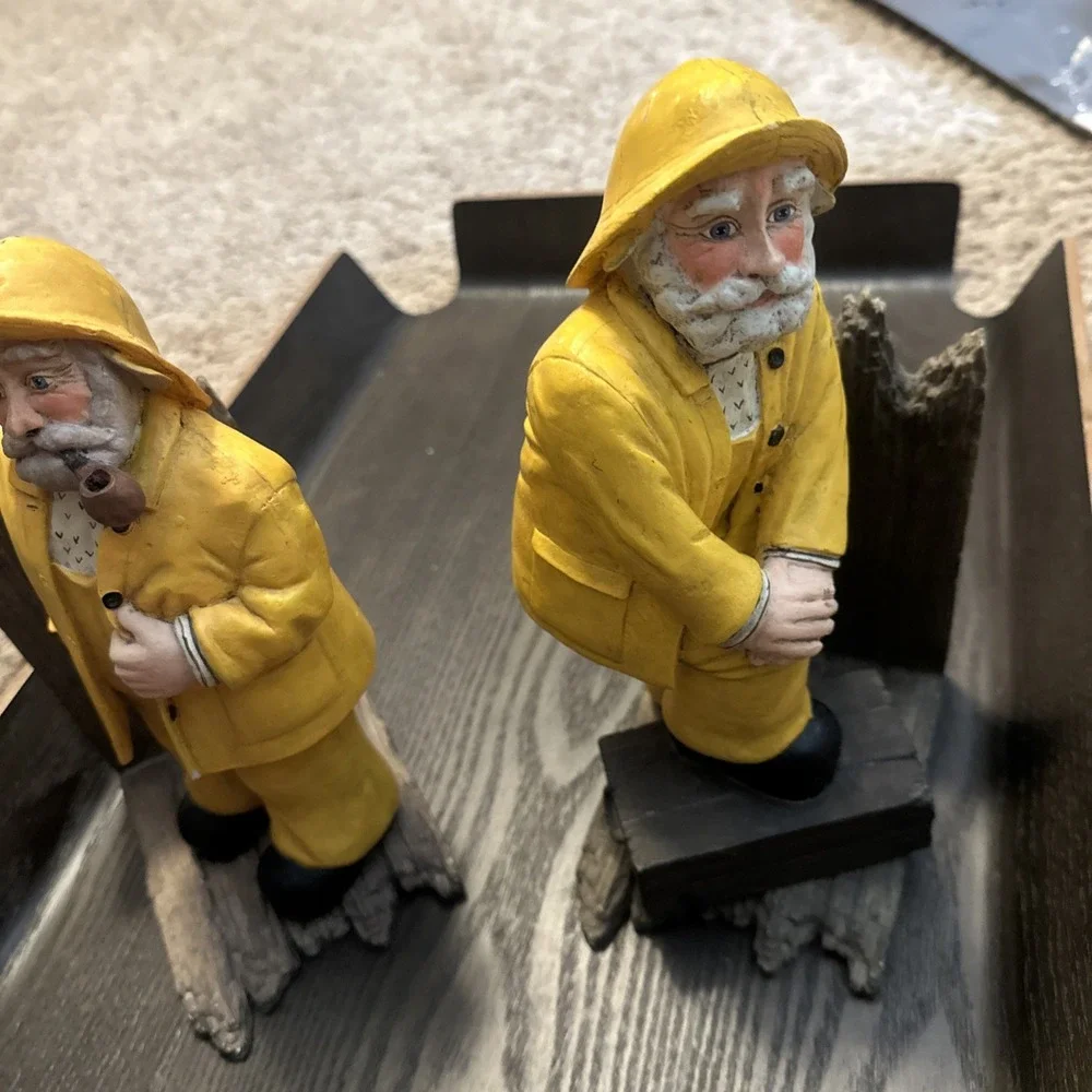 Vintage Candy Design Norway Fisherman Coat Figurine Bookends Set Of 2